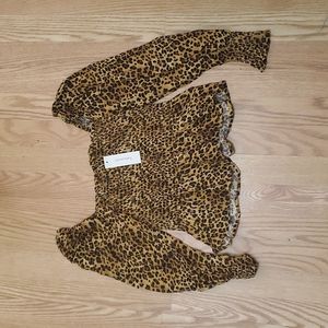 Cheetah Print Puffy Sleeves Blouse